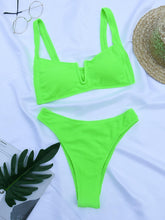 Load image into Gallery viewer, Bikini Women Swimsuit Female Bikini Set Solid Swimwear For Women Bathing Suit Swimming Suits Beach Wear Underwire Bikini High Cut Bikini Swimwear Solid Color High Leg Bikini Swimsuit
