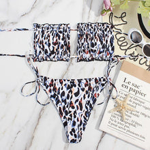 Load image into Gallery viewer, Bikini Women  Swimsuit Female Low Waist Swimwear Women Beach Mini Thong Bikini Set Bathing Suit Women Thong Swimsuits Strapless 2 Piece Bikini String Tie Ruffle Brazilian Bathing Suit
