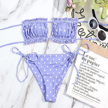Load image into Gallery viewer, Bikini Women  Swimsuit Female Low Waist Swimwear Women Beach Mini Thong Bikini Set Bathing Suit Women Thong Swimsuits Strapless 2 Piece Bikini String Tie Ruffle Brazilian Bathing Suit
