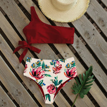 Load image into Gallery viewer, Bikini Women Swimwear Push Up Swimsuit One Shoulder Print Lightweight Bikini Set Bathing Suit Beach Swimming Suit High Waist Comfy One Shoulder Bikini Set Bathing Suit For Women
