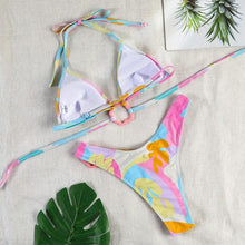 Load image into Gallery viewer, Bikinis Micro Adjustable Swimwear Women Summer Bikini Set Modern Colorful Print Beach Wear Women's Comfortable Swimsuit Knotted String Triangle Bikini Tie Side High Cut Bikini Set

