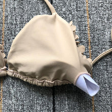 Load image into Gallery viewer, Bikinis  New 3D Flower Swimwear Solid Bikini Bandage Swimsuit Women's Solid Halter Padded Push Up Bikini Set Two Pieces Swimsuit Swimwear Bathing Suit Bikini Set Female Cute Ladies Beachwear Push Up Bikini

