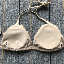 Load image into Gallery viewer, Bikinis  New 3D Flower Swimwear Solid Bikini Bandage Swimsuit Women's Solid Halter Padded Push Up Bikini Set Two Pieces Swimsuit Swimwear Bathing Suit Bikini Set Female Cute Ladies Beachwear Push Up Bikini
