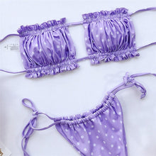 Load image into Gallery viewer, Bikinis Set For Women Swimsuit Summer Beach Wear Bathing Suits Women Bikini Swimwear Women's Ruffle Tie Side Bikini Set High Cut Strapless Padded Solid Bathing Suit
