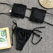 Load image into Gallery viewer, Bikinis Set For Women Swimsuit Summer Beach Wear Bathing Suits Women Bikini Swimwear Women's Ruffle Tie Side Bikini Set High Cut Strapless Padded Solid Bathing Suit
