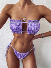 Load image into Gallery viewer, Bikinis Set For Women Swimsuit Summer Beach Wear Bathing Suits Women Bikini Swimwear Women's Ruffle Tie Side Bikini Set High Cut Strapless Padded Solid Bathing Suit
