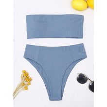 Load image into Gallery viewer, Bikinis Swimsuit Women Push Up Bikini Set  Female Swimwear Women's Strapless Solid Color 2 Pieces Bathing Suit Swimsuit Swimsuits Off Shoulder High Waist Bathing Suit High Cut Swimwear For Summer
