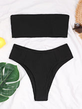 Load image into Gallery viewer, Bikinis Swimsuit Women Push Up Bikini Set  Female Swimwear Women's Strapless Solid Color 2 Pieces Bathing Suit Swimsuit Swimsuits Off Shoulder High Waist Bathing Suit High Cut Swimwear For Summer
