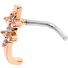 Load image into Gallery viewer, 18G Clear CZ Rose Gold Tone Bling Faux Hoop L Shaped Nose Ring
