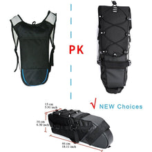 Load image into Gallery viewer, Black Bike Bag Bicycle Bag Cycle Cycling Bike Seat Bag Bags Accessories Waterproof Bike Packing Bags Large Bike Bags Fully Waterproof Bike Bag Under Seat Roll Up Cycling Rear Tail Pack
