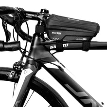 Load image into Gallery viewer, Black Bike Bag Frame Front Top Tube Cycling Bag Waterproof Phone Case Touchscreen Bag  Pack Bicycle Accessories Bike Bicycle Bag Waterproof Bike Phone Mount Bag Front Frame Top Tube Handlebar Bag Touch Screen Holder Case For Cell Phones 6.6in
