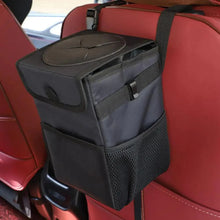 Load image into Gallery viewer, Black Car Trash Can Hanging Seat Back Bag Multi-functional Waterproof Folding  Easy Storage Box For Cars
