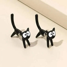 Load image into Gallery viewer, Black Cat Front And Back Stud Earrings For Women
