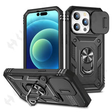 Load image into Gallery viewer, Black Durable Ring Kickstand Case  Design Case For iPhone 11 Pro XS Max 8 7 Plus 360 Full Body Protective Slide Camera Stand Protection Ring Cover Protective Case For iPhone
