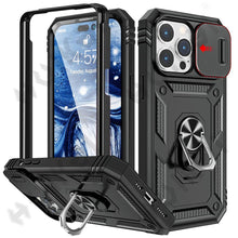 Load image into Gallery viewer, Black Durable Ring Kickstand Case  Design Case For iPhone 11 Pro XS Max 8 7 Plus 360 Full Body Protective Slide Camera Stand Protection Ring Cover Protective Case For iPhone
