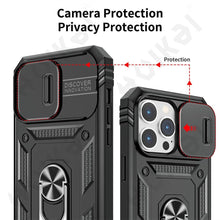 Load image into Gallery viewer, Black Durable Ring Kickstand Case  Design Case For iPhone 11 Pro XS Max 8 7 Plus 360 Full Body Protective Slide Camera Stand Protection Ring Cover Protective Case For iPhone
