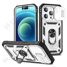 Load image into Gallery viewer, Black Durable Ring Kickstand Case  Design Case For iPhone 11 Pro XS Max 8 7 Plus 360 Full Body Protective Slide Camera Stand Protection Ring Cover Protective Case For iPhone
