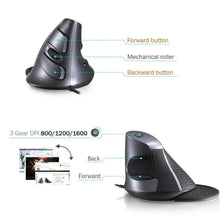 Load image into Gallery viewer, Black Ergonomic Design Office Vertical Mouse 6 Buttons 600/1000/1600 DPI Right Hand Mice With Wrist Mat Better Performance Mouse For PC Desktop Laptop
