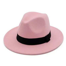 Load image into Gallery viewer, Black Fedora Hat Unisex Wide Brim Hat Autumn Winter Fedora Hat Wide Cap Winter Wool Classic Hat Men Elegant Gentleman Hat For Party
