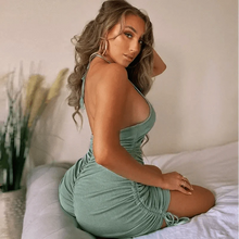 Load image into Gallery viewer, Black Girl Fashion Backless mini Bodycon Dress Summer Date night outfit Dress for Summer and Beach
