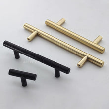 Load image into Gallery viewer, Black Golden Cupboard Handle Brushed Stainless Steel Kitchen Cabinet Door Knob Furniture Drawer Pull Hardware Pulls  Bar Handle  Furniture Handle Drawer Pull Hardware Stainless Steel Kitchen Drawer Pulls Cabinet Handles
