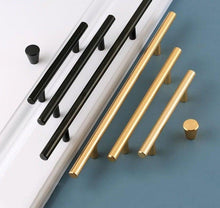Load image into Gallery viewer, Black Golden Cupboard Handle Brushed Stainless Steel Kitchen Cabinet Door Knob Furniture Handle Drawer Pull Hardware Stainless Steel Kitchen Drawer Pulls Cabinet Handles
