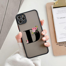 Load image into Gallery viewer, Black Initial Letter Phone Case for iPhone Camera Protect Transparent Art Letters Phone Case For iPhone 13 12 Soft Silicone Cover
