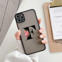 Load image into Gallery viewer, Black Initial Letter Phone Case for iPhone Camera Protect Transparent Art Letters Phone Case For iPhone 13 12 Soft Silicone Cover
