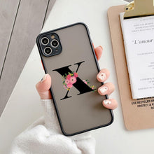 Load image into Gallery viewer, Black Initial Letter Phone Case for iPhone Camera Protect Transparent Art Letters Phone Case For iPhone 13 12 Soft Silicone Cover
