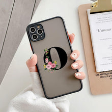 Load image into Gallery viewer, Black Initial Letter Phone Case for iPhone Camera Protect Transparent Art Letters Phone Case For iPhone 13 12 Soft Silicone Cover

