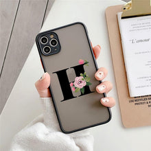 Load image into Gallery viewer, Black Initial Letter Phone Case for iPhone Camera Protect Transparent Art Letters Phone Case For iPhone 13 12 Soft Silicone Cover
