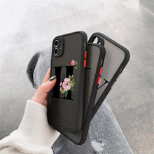 Load image into Gallery viewer, Black Initial Letter Phone Case for iPhone Camera Protect Transparent Art Letters Phone Case For iPhone 13 12 Soft Silicone Cover
