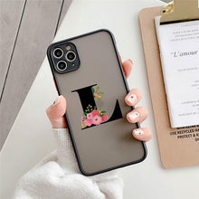 Load image into Gallery viewer, Black Initial Letter Phone Case for iPhone Camera Protect Transparent Art Letters Phone Case For iPhone 13 12 Soft Silicone Cover
