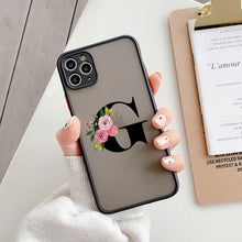 Load image into Gallery viewer, Black Initial Letter Phone Case for iPhone Camera Protect Transparent Art Letters Phone Case For iPhone 13 12 Soft Silicone Cover
