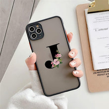 Load image into Gallery viewer, Black Initial Letter Phone Case for iPhone Camera Protect Transparent Art Letters Phone Case For iPhone 13 12 Soft Silicone Cover
