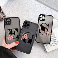 Load image into Gallery viewer, Black Initial Letter Phone Case for iPhone Camera Protect Transparent Art Letters Phone Case For iPhone 13 12 Soft Silicone Cover
