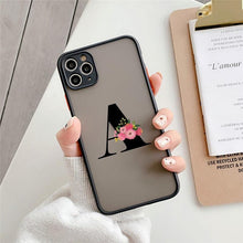 Load image into Gallery viewer, Black Initial Letter Phone Case for iPhone Camera Protect Transparent Art Letters Phone Case For iPhone 13 12 Soft Silicone Cover
