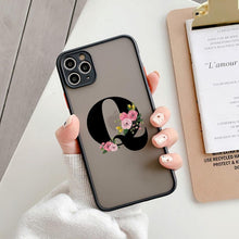 Load image into Gallery viewer, Black Initial Letter Phone Case for iPhone Camera Protect Transparent Art Letters Phone Case For iPhone 13 12 Soft Silicone Cover
