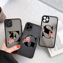 Load image into Gallery viewer, Black Initial Letter Phone Case for iPhone Camera Protect Transparent Art Letters Phone Case For iPhone 13 12 Soft Silicone Cover
