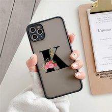 Load image into Gallery viewer, Black Initial Letter Phone Case for iPhone Camera Protect Transparent Art Letters Phone Case For iPhone 13 12 Soft Silicone Cover
