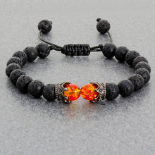 Load image into Gallery viewer, Black Lava Stone Crown Charm Tiger Eye Beads Bracelet For Men Women Braided Bracelets Handmade Adjustable Couple Distance Bracelets Lava Stone Beads Essential Oil Diffuser Adjustable Bracelet With King Queen Crown Charm
