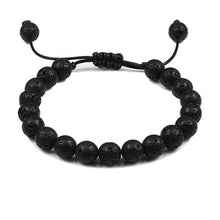 Load image into Gallery viewer, Black Lava Stone Crown Charm Tiger Eye Beads Bracelet For Men Women Braided Bracelets Handmade Adjustable Couple Distance Bracelets Lava Stone Beads Essential Oil Diffuser Adjustable Bracelet With King Queen Crown Charm
