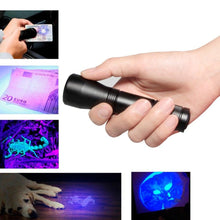 Load image into Gallery viewer, Black Light Flashlight UV Flashlight Super Bright LED Tactical Flashlights 1200 Lumen Rechargeable LED Zoomable UV Torch Waterproof Flashlight Lamp For Pet Urine Stains Detection/Camping
