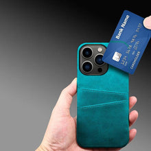 Load image into Gallery viewer, Black Luxury Men Card Holder Case for iPhone Business Classic Leather Wallet Case for iphone 12 13 14 Pro Max Phone Cover PU Leather Wallet Case with Card Pockets Back Cover
