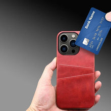 Load image into Gallery viewer, Black Luxury Men Card Holder Case for iPhone Business Classic Leather Wallet Case for iphone 12 13 14 Pro Max Phone Cover PU Leather Wallet Case with Card Pockets Back Cover
