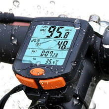 Load image into Gallery viewer, Black Mini Waterproof Bicycle Computer Wired Digital Multifunction Speedometer Waterproof Motion Sensor Bicycle Computer Odometer Cycling Multi Function Waterproof 4 Line Display With Backlight
