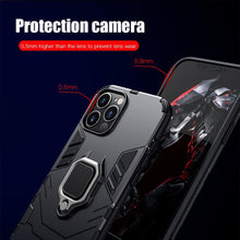 Load image into Gallery viewer, Black Simple Shockproof Armor Case for iPhone 13 Pro Max 12 Mini Ring Stand Back Cover for iPhone 11 Pro max XS XR 8 7 6 Plus SE Heavy Duty Protection Shockproof Kickstand Case Phone Cover
