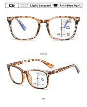 Load image into Gallery viewer, Black Square Multifocal Progressive Reading Glasses For  Men Fashion With Diopters Anti-glare Computer Reading Gaming TV Phones Transparent Glasses For Women Men
