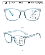 Load image into Gallery viewer, Black Square Multifocal Progressive Reading Glasses For  Men Fashion With Diopters Anti-glare Computer Reading Gaming TV Phones Transparent Glasses For Women Men
