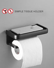 Load image into Gallery viewer, Black Toilet Paper Holder Multifunction Bathroom Storage Shelf Roll Paper Holder Toilet Paper Holder With Shelf Matte Black Toilet Paper Holder Toilet Paper Roll Holder Bathroom Adhesive Toilet Paper Holder
